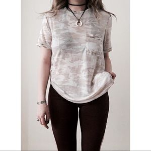 Oversized Camo Burnout Short Sleeve Tee Shirt